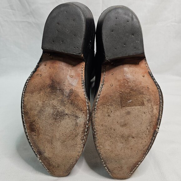 Stewart Boot Co 1977 VTG Hand Made Black Cowhide Leather Cowboy Boots Mens 8.5EE - Picture 10 of 14